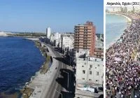 Imagen no es el malecón de La Habana es una movilización en Alejandría, Egipto; Vídeo