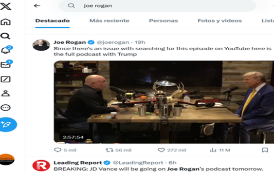 Pánico, terror y «Prensa podrida»: Google e YouTube obligan a Joe Rogan a hacer esto con el podcast de Trump